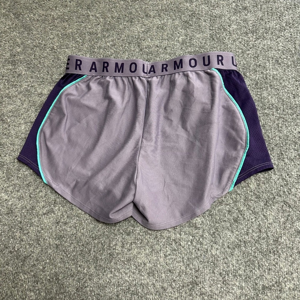 Under Armour Shorts Womens Size M Purple Grey Athletic Running Mesh Logo Waist